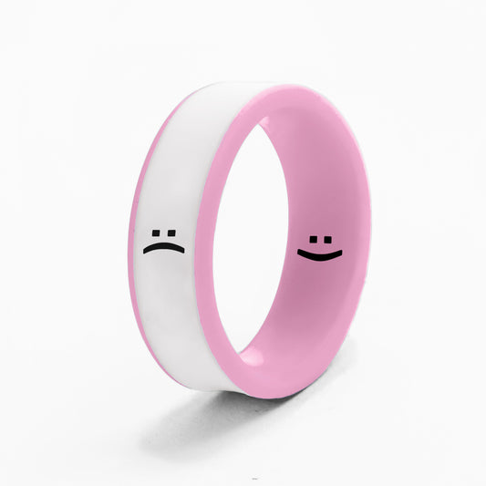 Flip Reversible smile / frown ring bubble gum
