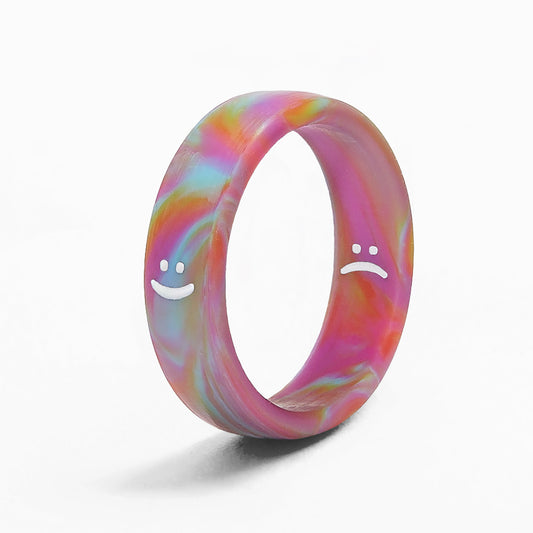 Flip Reversible smile / frown ring tie-dye