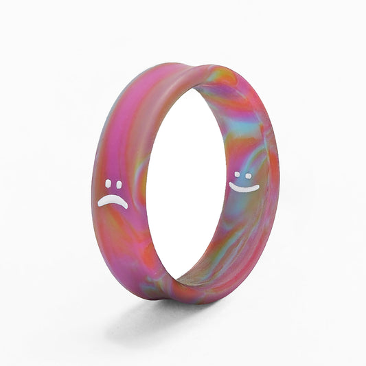 Flip Reversible smile / frown ring tie-dye